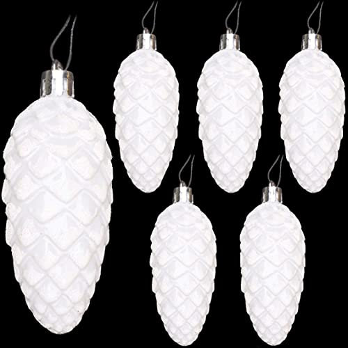 Christmas Concepts® Packung mit 6–90 mm glänzenden und glitzernden Tannenzapfen-Kugeln – Christbaumschmuck