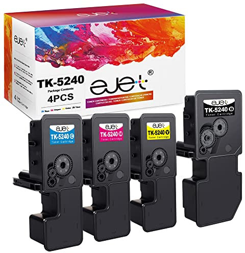 ejet TK5240 TK-5240 Tonerkartusche Kompatibel für Kyocera TK5240K TK-5240K TK-5240C TK-5240M TK-5240Y TK 5240 5240K ECOSYS M5526cdw M5526cdn P5026cdw P5026cdn (4er-Pack,Schwarz,Cyan,Gelb,Magenta)