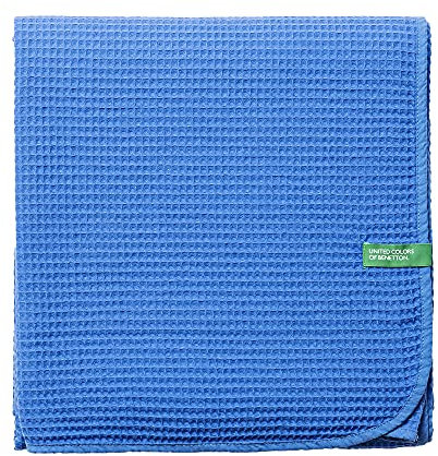 UNITED COLORS OF BENETTON. Colors of Benetton - Decke, 140 x 190 cm, 200 g/m², 100% Baumwolle, Blau BE003