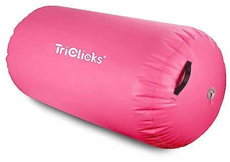 Triclicks Aufblasbare Air Roll,3 Größen Air Roller Air Barrel Aufblasbare Luft Rollen Gymnastikmatte Fitness-Übungswalze für den Heimgebrauch und Fitness-Pad (Pink- keine pumpe, 120x75cm)