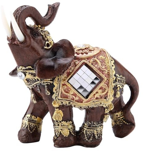 HERCHR 1pc Glück Reichtum Elefant Statue Skulptur, Elefanten Deko, Elefant Figur Feng Shui Elefanten Dekor Harz Elefanten Figur Für Reichtum Glück Figur Wohnkultur