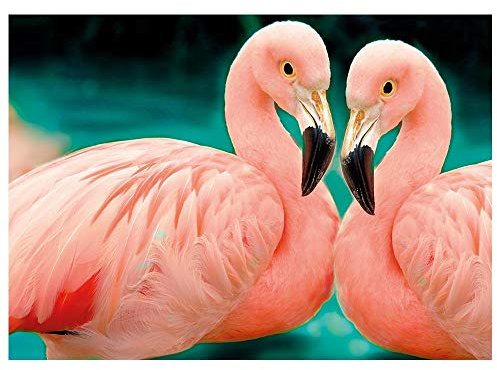 Ideen mit Herz 5D Diamond Painting | Diamant Painting Set | Motiv: 35 x 25 cm | Leinwand: 30 x 40 cm | runde Steinchen | inkl. Zubehör | Verschiedene Bilder zur Auswahl (Flamingos)
