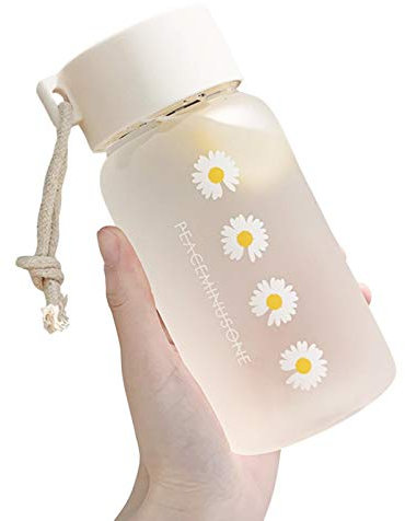 MOVKZACV 500ml pequeña margarita transparente botellas de agua de plástico helado botella de agua con cuerda portátil viaje taza de té