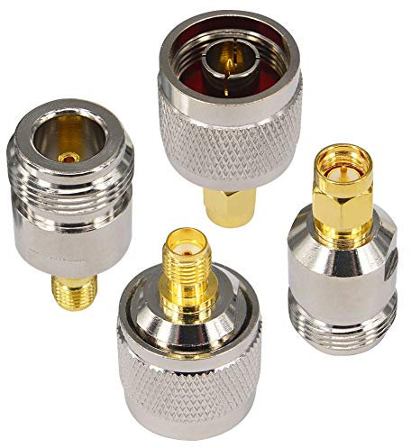 Boobrie 4PCS Kit de Connecteur Type N vers SMA Adaptateur N Mâle/Femelle à SMA Mâle/Femelle Fiche N SMA Connecteur SMA N-Type pour Antenne CB, Radio, Antenne WiFi, Antenne Routeur WiFi sans Fil