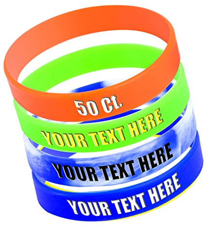 50 Stück Personalisierbar Silikon-Armbänder, Personalisierbares Gummi-Armband aus für Paare, Motivation, Geburtstage, Anti-Verlust, Partygeschenke Personalisiert
