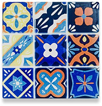 EUROXANTY Untersetzer | Bierdeckel aus Keramik | bedruckter Glasuntersetzer mit Mosaik-Motiv | Boho-Tassenuntersetzer | Untersetzer für Gläser | Bierdeckel mit Kork-Fuß