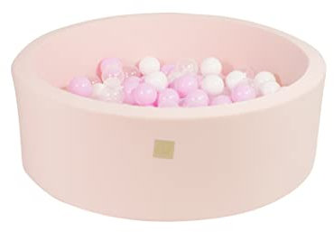 MEOWBABY Bällebad Baby - Rund 90x30cm Ball Pit für Kinder ab 1 Jahr mit 150 Bälle - Weiches & Sicheres Bällepool, Cotton, Hellrosa