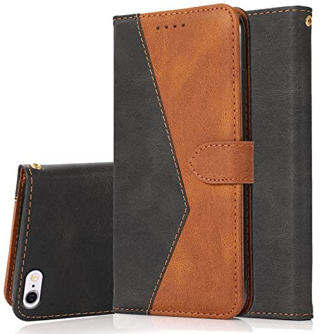 Radoo Kompatibel mit iPhone 6S Plus /6 Plus Hülle (5,5 Zoll), PU Leder Tasche Case Klappbar Handyhülle mit [Kartenfach] [Magnet] Cover Flip Case 360 Grad Rundum Komplett-Schutz(Schwarz Braun)