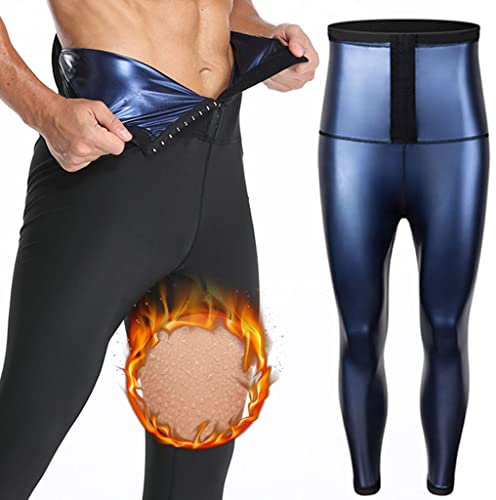 Weyot Schwitzhose Zum Abnehmen Manner,Hohe Taille Lang Sport Leggins Stretch-Hose Fettverbrennung Leggings Pants Für Das Training, Laufen, Sport Treiben,L/XL,Black