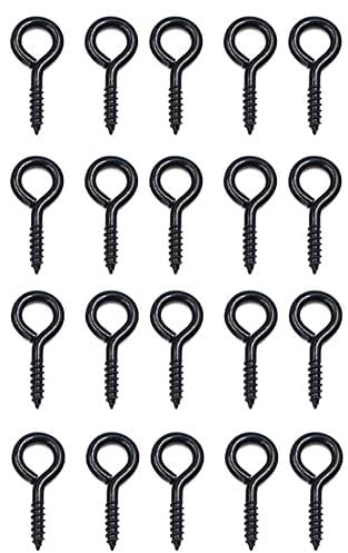 20 Viti a Vite per Occhi M4 Viti a Vite in Acciaio Inox Nero Autofilettanti ad Anello a Vite Chiodi Resistenti, Grandi Ganci da Parete per Lavori Fai da te in Sughero da Appendere Cornici in Legno
