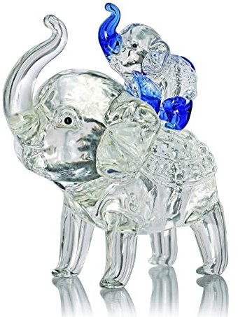 ZEERSHEE Figura de elefante de cristal para madre, bebé, elefantes con tronco, figuras coleccionables de animales de cristal, día de la madre, regalos de la suerte para mujeres y madres