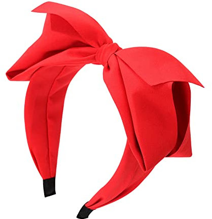 JIHUOO Haarreifen Breit Stirnband Schleife Haarreif Haarband Rockabilly Kopfband Vintage Haarschmuck für Mädchen Frauen Damen Rot