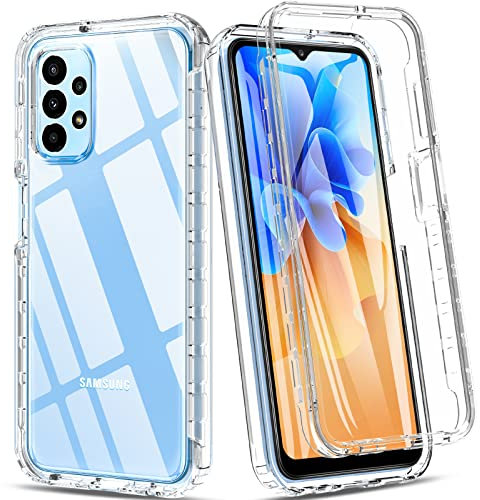 Pour Samsung A13 4G /A13 5G /A04S Coque,360° Protection Double Coque A13 pour Téléphone Portable Samsung Galaxy A13 4G Antichoc Protection Bumper Case avec Protection d'écran Samsung A13(Transparent)
