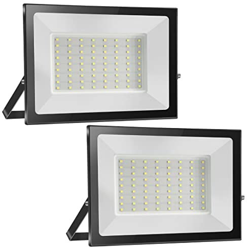 bapro 2x Projecteur LED d'extérieur, 70W 7000LM Projecteur LED, 3000K super lumineux Projecteur LED d'extérieur, IP65 étanche Projecteur d'extérieur pour terrasse/jardin/garage/carport