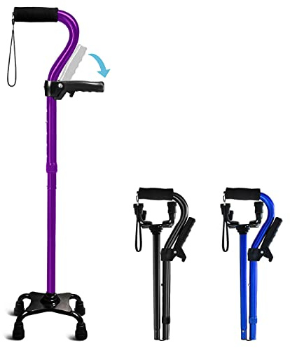 KingPavonini Adjustable Walking Cane for Men & Women, Stable 4-Prong Base