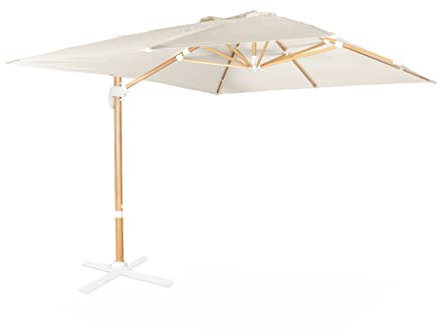 Alice's Garden - Rechteckiger Sonnenschirm 3x4m - Wimereux - Ecru/holzfarben- Sonnenschirm in 5 Positionen neigbar, um 360° drehbar