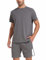 Litherday Jogginganzug Herren Activewear Sport Set Herren Sportanzug Trikot mit Sporthose Kurz Für Fitness Basketball A-Dunkelgrau XL