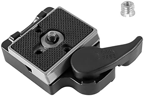 FAEFTY Piastra Sgancio Rapido Cavalletto con Vite da 1/4 per Manfrotto 200PL-14, Piastra di Rilascio Rapido con Adattatore Vite da 3/8 a 1/4 per Fotocamera Treppiede, Testa a Sfera