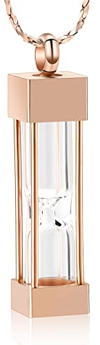 Minicremation Cremation Urn Necklace Glass Hourglass Cremation Jewelry for Ashes Vial Urn Necklace Pendant Stainless Steel Cylinder Bottle Memorial Keepsake Jewelry for Women/Men