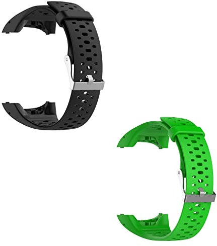 KAREN66 2 Stück Armband Kompatibel mit Polar M400/M430 Wechselarmbänder M400 M430 Uhrenarmband Sport Silikon Wechselarmband Ersatzarmband (Schwarz+Grün)