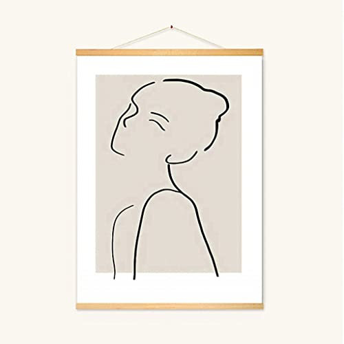 Posterleiste Holz Magnetische Poster Aufhänger Rahmen,Leinwand Wandkunst Poster Und Holz Scroll Hang Wand Dekor Für Wohnzimmer Schlafzimmer Home Office Dekorationen(B,50X70CM)