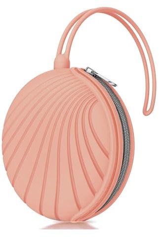 Smlpuame Silikon Schnullerbox Mädchen Junge,BPA-Freiem Silikon Schnullerhalter Aufbewahrung für 2 Schnuller,Wasserdicht Schnullerhalter für Wickelrucksack(Gedämpft Rot)