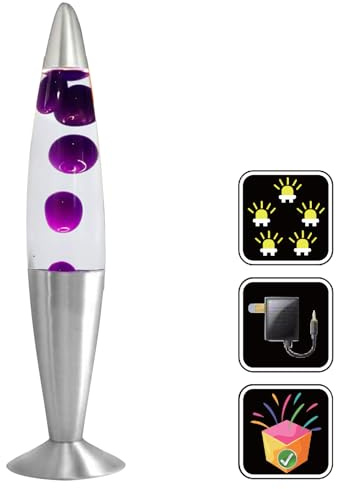 7even LED Lava Lampe Rakete 35cm Silber - weiss Purple (Silber - Purple Klar)