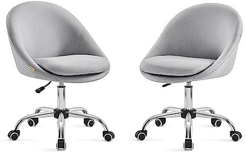 SONGMICS Homeoffice Stuhl, 2er Set, Drehstuhl, Schreibtischstuhl, Schaumstoffpolsterung, höhenverstellbar, für Arbeitszimmer, Schlafzimmer, grau OBG920G01