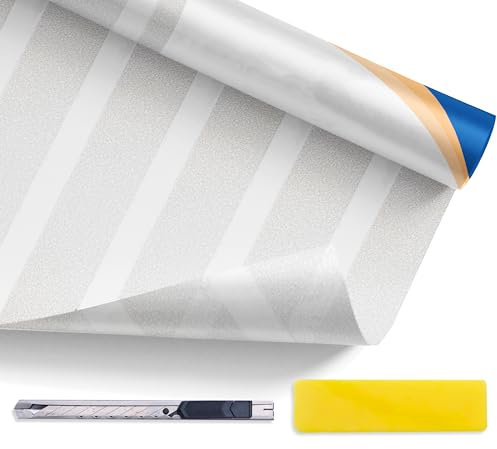 Simple Fix Fensterfolie Streifen 60 x 300 cm - Sichtschutzfolie Fenster Folie, Isolierfolie - Fensterfolie Blickdicht Selbsthaftend - Streifen