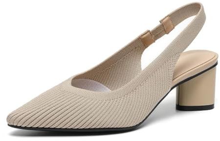 Scarpe Donna Comode Décolleté Slingback in Maglia,Décolleté Lavoro Leggere e Morbide con Punta a Punta,Classiche Tacco Grosso e Punta Chiusa Scarpe Principessa