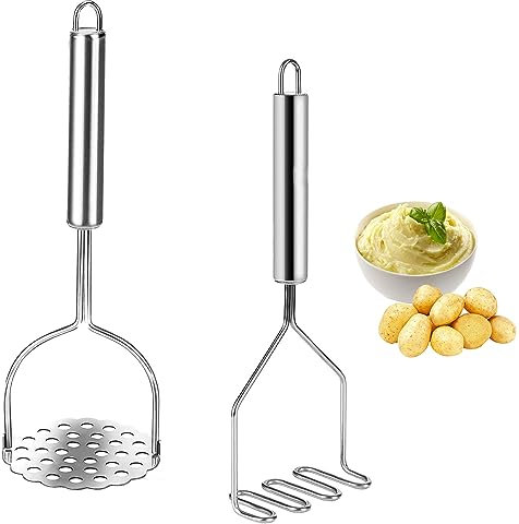SVUPUE Kartoffelstampfer, 2 Stück Kartoffelstampfer Edelstahl, Lebensmittelstampfer für Gemüse und Früchte
