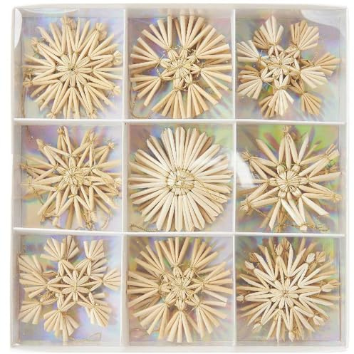Rico Design Premium Set Stroh-Sterne, 18 teilig, natur/gold - Strohstern, Weihnachtsdekoration - Hängend - Stroh - Weihnachten