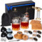 Woody Flavors At Home Old Fashioned Cocktail Smoker Kit for Whiskey, Bourbon, and Drinks with Cherry Smoker, Natural Wood Chip Flavors, Culinary Torch, Ice Cube Spheres, 2 Coasters, 2 Glasses