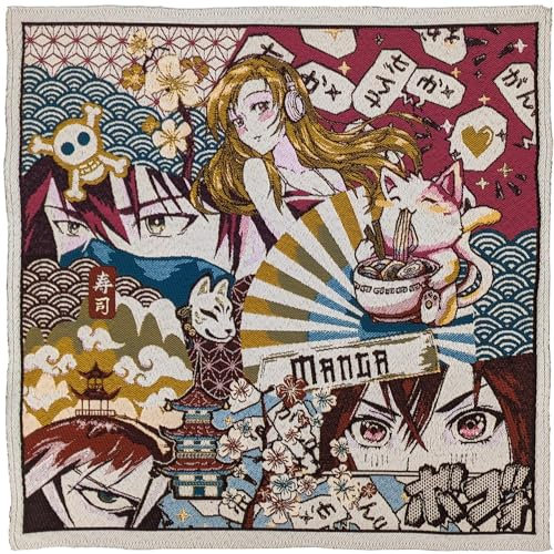 Linnea Carré Polycoton 47x47 cm Shogun Motif Composition Manga Rose Fuchsia