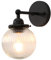 Pathson Vintage Industriel Applique Murale E27 Luminaires Intérieur Abat-jour en Verre Globe Ø15CM Lampe Murale pour Salon,Cuisine, Salle de bain (Noir)