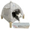 Nockovi 2-in-1 Katzenzelt Holzrahmen Katzenbett Katzenhängematte Schnelle Montage und Demontage Tragbares Indoor/Outdoor Haustierzelt Haus für Katzen, Welpen und andere Kleintiere-Weißes Rautenmuster