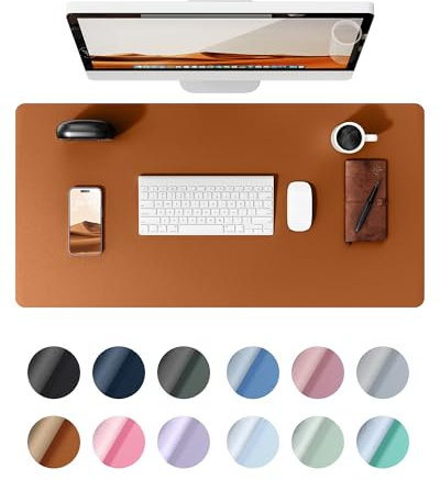 YSAGi Schreibtischunterlage 60x35cm, Premium Leder Mauspad XXL, Rutschfeste Tischunterlage Schreibunterlage, Multifunktionales Office Mousepad Schreibtisch Zubehör für Büro & Homeoffice (Braun)