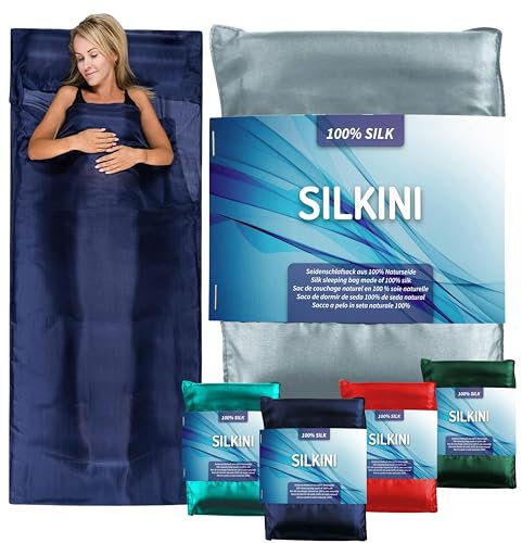 Silkini® - Seidenschlafsack aus 100% Naturseide, Hüttenschlafsack, Inlett, Sommerschlafsack aus echter Seide