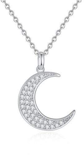 GAVU Kette mit Mond Anhänger für Damen Silber, Halskette Damen Silber 925, Geburtstags und Weihnachten Geschenk Für Frauen Mädchen Mama Freundin