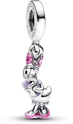 PANDORA Moments Disney Daisy Duck Charm-Anhänger aus Sterling Silber, Kompatibel Moments Armbändern, 793249C01