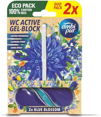 Ambi Pur WC Active Gel-Block 2x45g Blue Blossom - WC Duft (1er Pack)