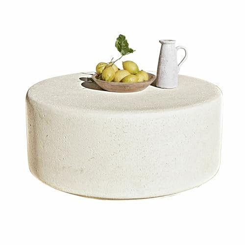 Loberon Table basse Jimbour, fabriquée à la main, robuste et facile d'entretien, résistante aux UV et à l'eau, aux irrégularités caractéristiques, mobilier de jardin, table d'extérieur, ciment,