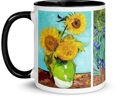 Tasse Van Gogh Nuit Étoilée Tournesols Coquelicots Iris Mug Café Thé Cadeau Terrasse Soir Rhône Fleurs Tableau Peinture Cyprès Oliviers Blés Japonaiserie Japon Cerisier Sakura (Tournesols)