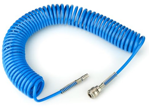 ERGAOBOY 1Pcs 8mm Polyurethane Air Compressor Hose, 10m Blue Retractable Hose, Quick Coupler