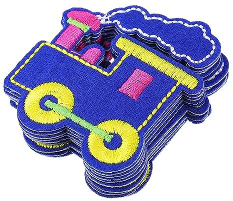 AUTSUPPL Denim Patches 10pcs Sew-on Iron on Embroidery Train Badges Cloth Decals for DIY Decor