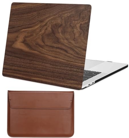 FFBOFFC Coque Rigide Compatible avec MacBook Pro 15 Pouces 2019 2018 2017 2016 Version Modèle A1707 A1990, Coque Dure Housse Étui de Protection en Plastique & Sac Ordinateur, Grain de Bois
