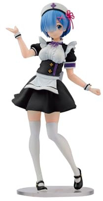Zhongkaihua Rem and Ram Cute Anime Girl Figures Rem Anime Maid Figure Maid Outfits Version Standing Position Figurine PVC Statue Model Desktop Ornament 23CM