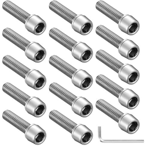 15 Pcs Tornillos para Bicicleta, M5 x 20 mm Tornillos para Vástago de Bicicleta, Pernos Tornillos de Vástago de Bicicleta, Tornillos de Potencia y Manillar de Bicicleta de Montaña Carretera, Plata
