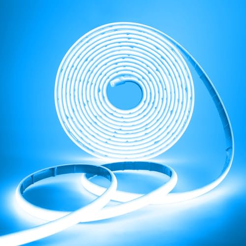 HEGEHE 12V Lumière au néon LED COB Autocollant, 320Leds/m IP68 étanche Super Lumineux Bandeau flexible Ruban LED Light Strip pour DIY, Chambre, Noël, Fête, Intérieur/Extérieur (Bleu glacier, 7M)