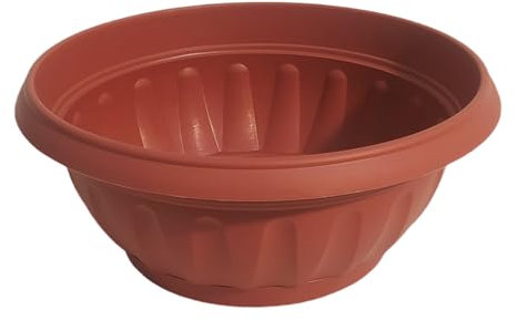 NG NICCOLAI CIOTOLA ONDULATA IN PLASTICA PER PIANTE E FIORI VARIE MISURE CON RISERVA D'ACQUA COLOR TERRACOTTA - MADE IN ITALY (30X30X14(H) CM)